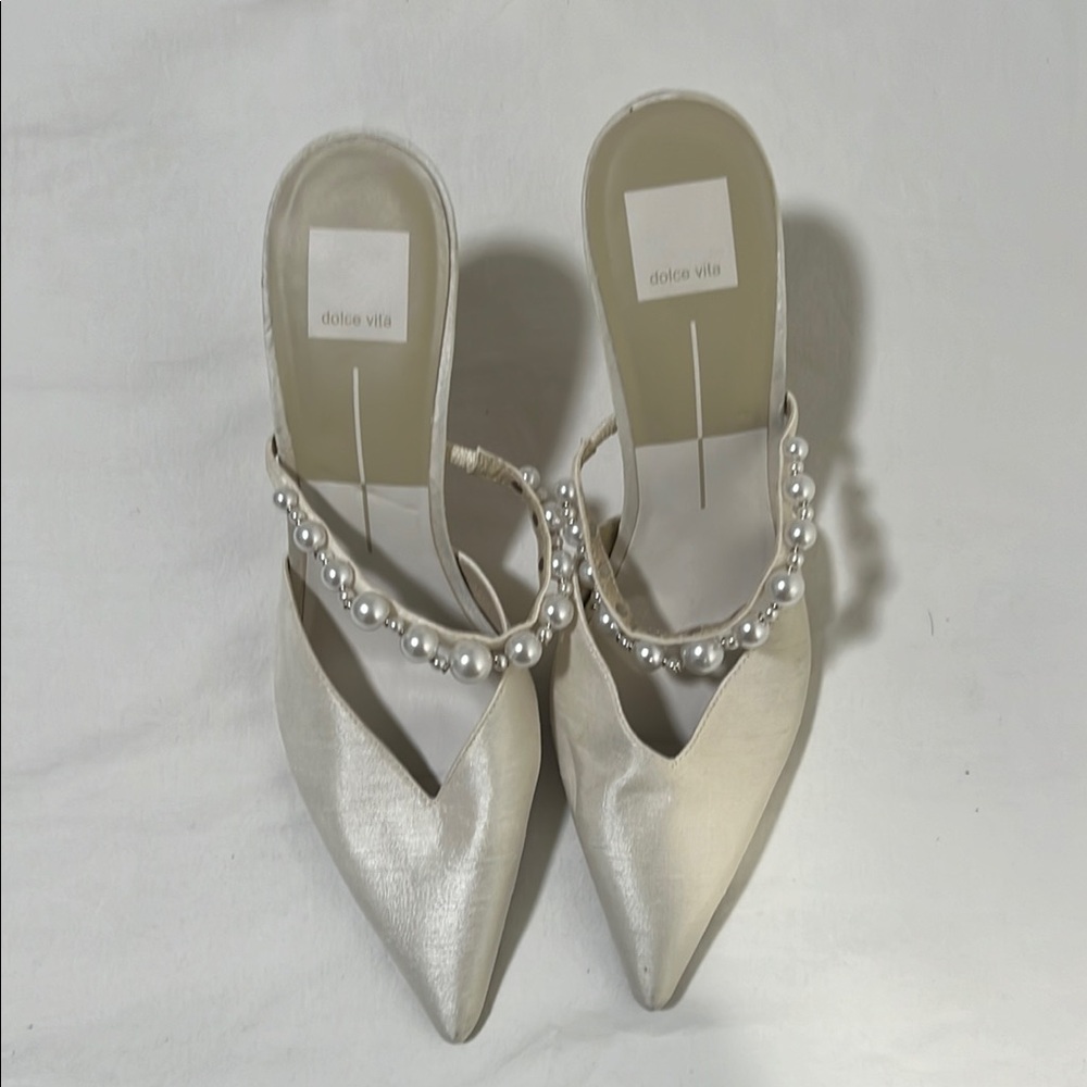 Dolce Vita Pearl Embellished Heels - Ivory